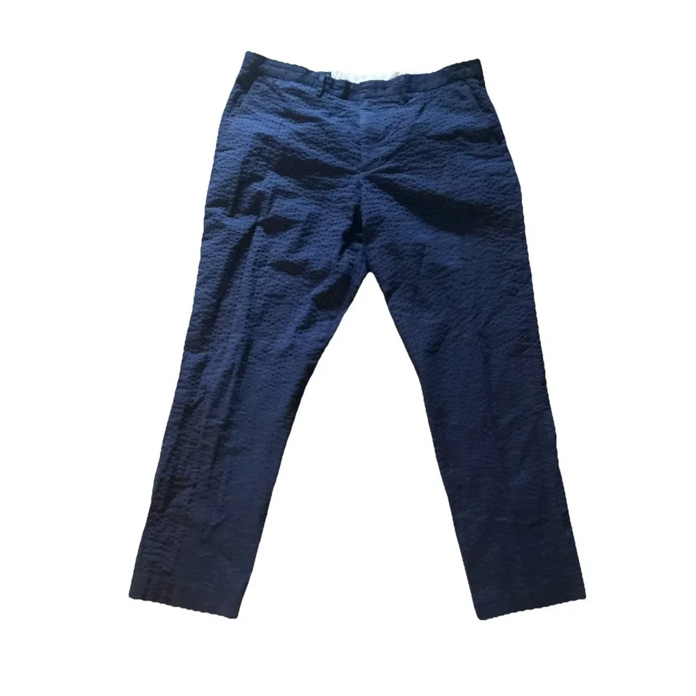 J by J.CREW Pants Mens Size 38 X 32  Blue Seersucker Slim Casual Tapered
